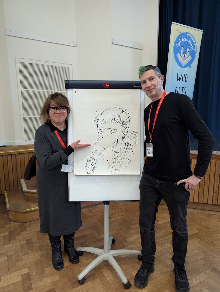 Chie and Julian, with Chie's wonderful Kappa drawing, snacking on a cucumber (I didn't know cucumber's were a Kappa's favourite food!) 