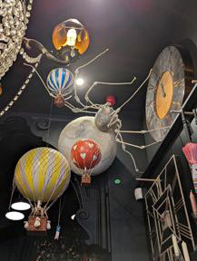 One of artist Mr Finch's spiders, on the ceiling of The Imaginarium. 