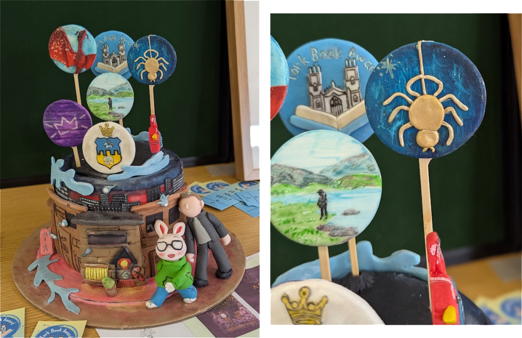 I immediately noticed the cake was based on the cover of 100 Tales from the Tokyo ghost Cafe, but I didn't immediately spot the lollipops on the top representing each book, the school, and the book award! The creativity was fantastic! 